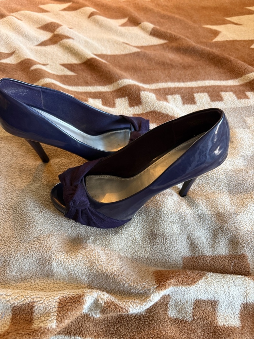 FIONI Clothing Purple Peep-Toe Knotted Satin Heels